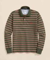 Golden Fleece® Stretch Supima® Long-Sleeve Striped Polo Shirt
