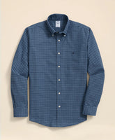 Stretch Cotton Non-Iron Oxford Polo Button Down Collar, Gingham Shirt