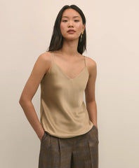V-Neck Cami in Washable Silk Charmeuse