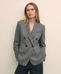Wool-Blend Double-Breasted Herringbone Jacket