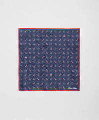 Donkey Motif Silk Pocket Square