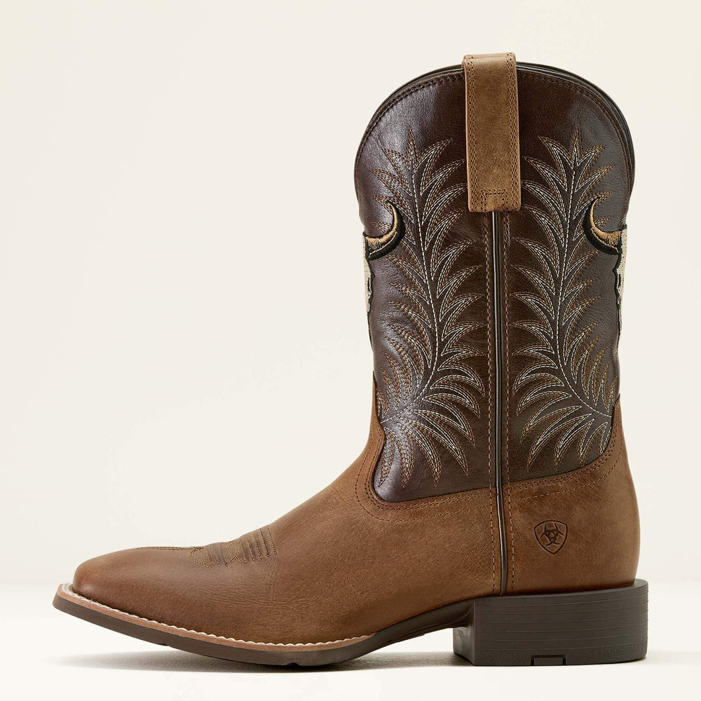 Ariat Sport Steer Skull Wide Square Toe Cowboy Boot