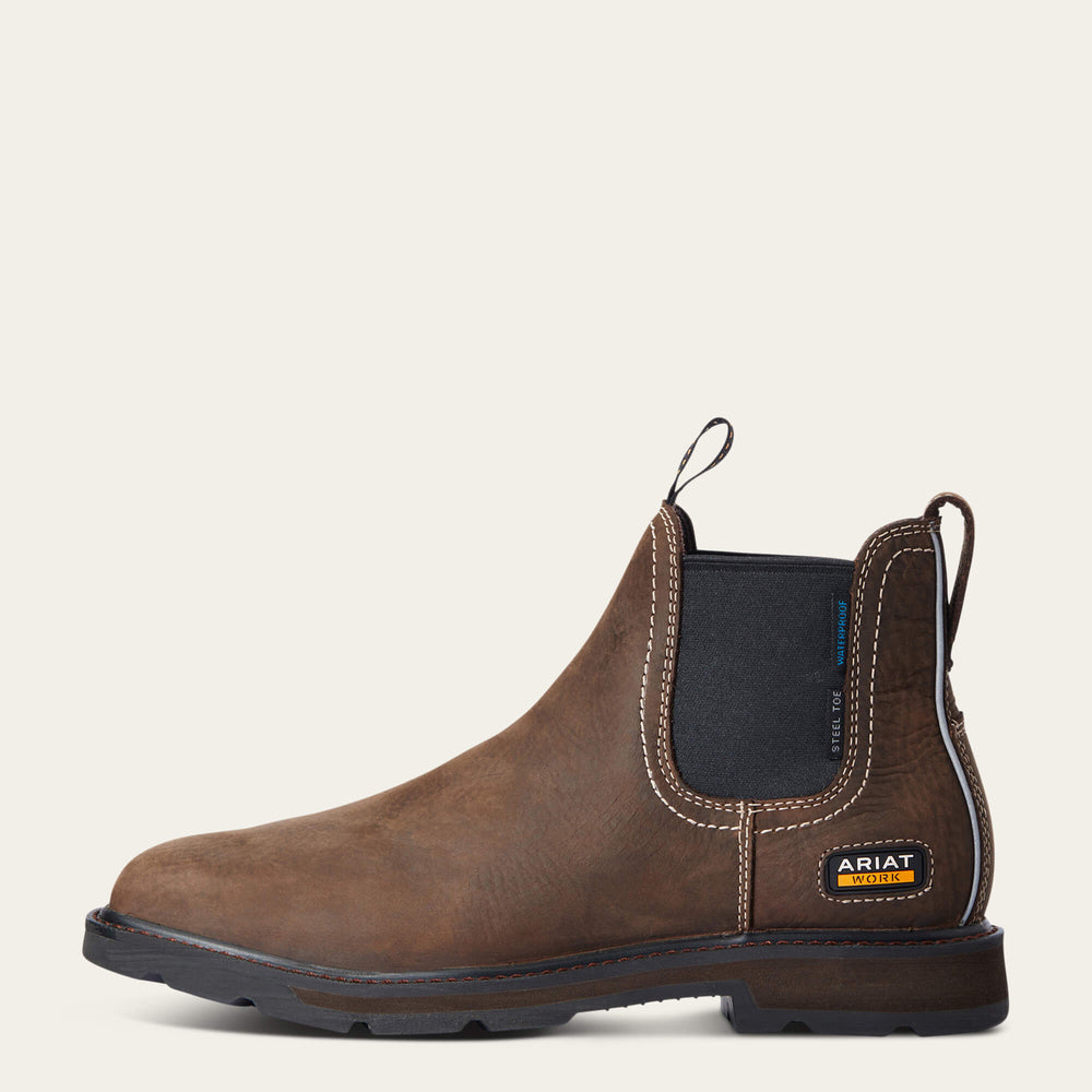 Ariat Groundbreaker Chelsea Wide Square Toe Waterproof Steel Toe Work Boot