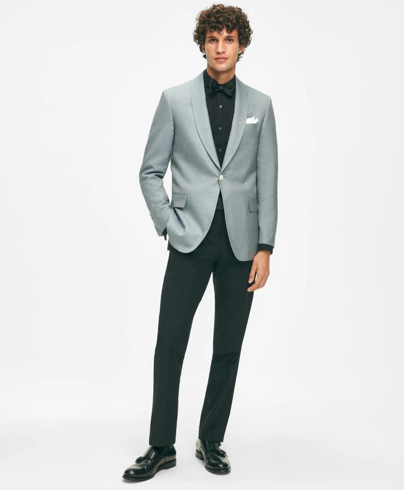 Black Fleece Shawl Collar Dinner Jacket in Silk Hopsack