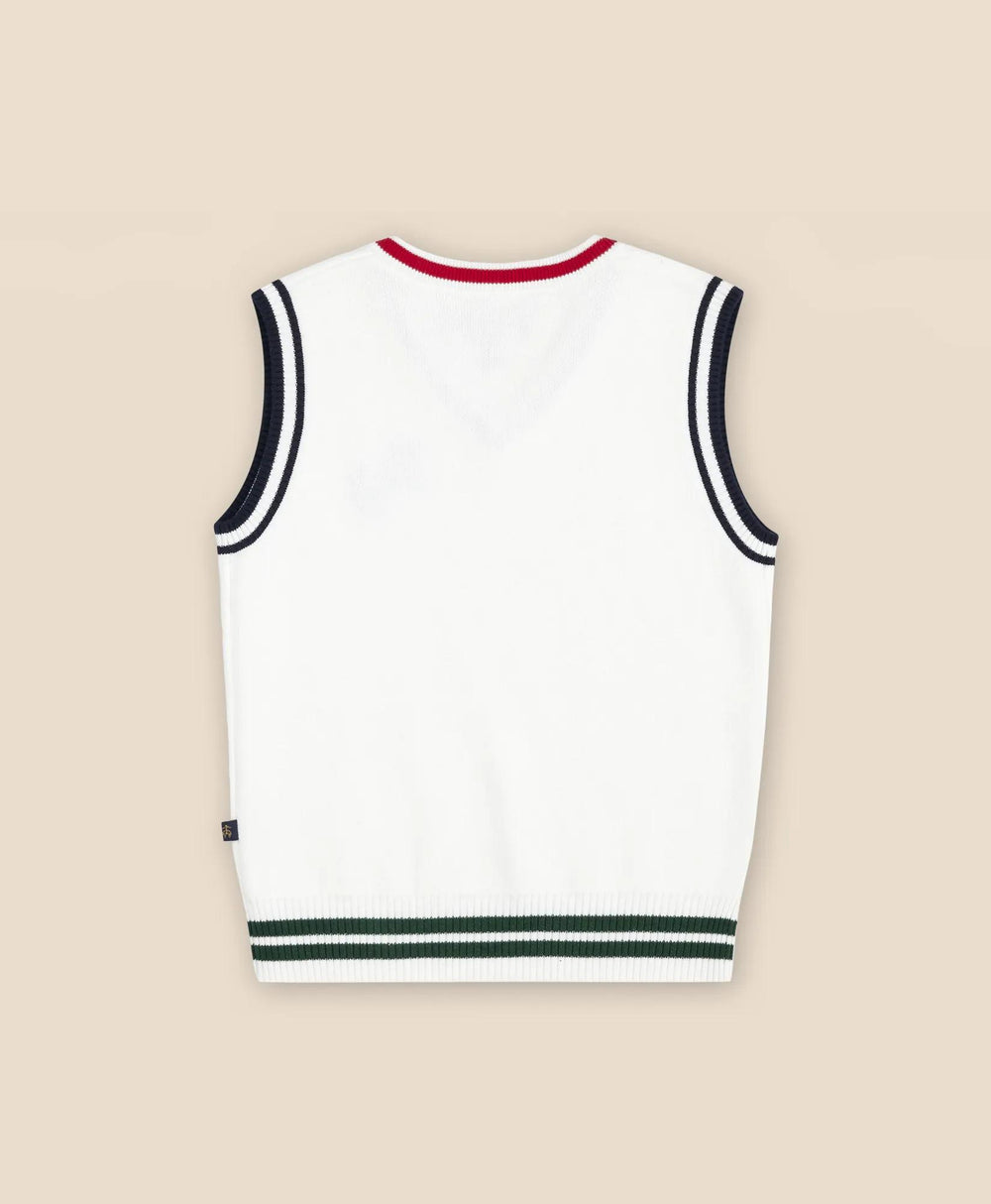 Boys Cotton Jacquard Varsity Sweater Vest