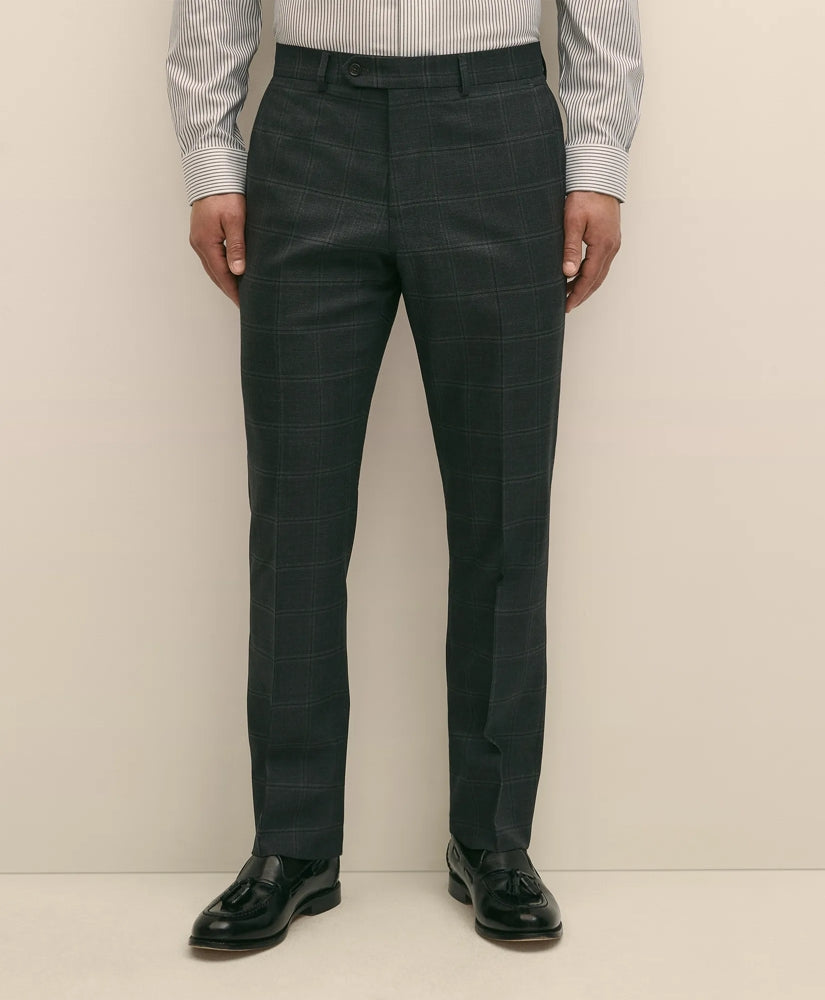 Brooks Brothers Explorer Collection Classic Fit Wool Windowpane Suit Pants