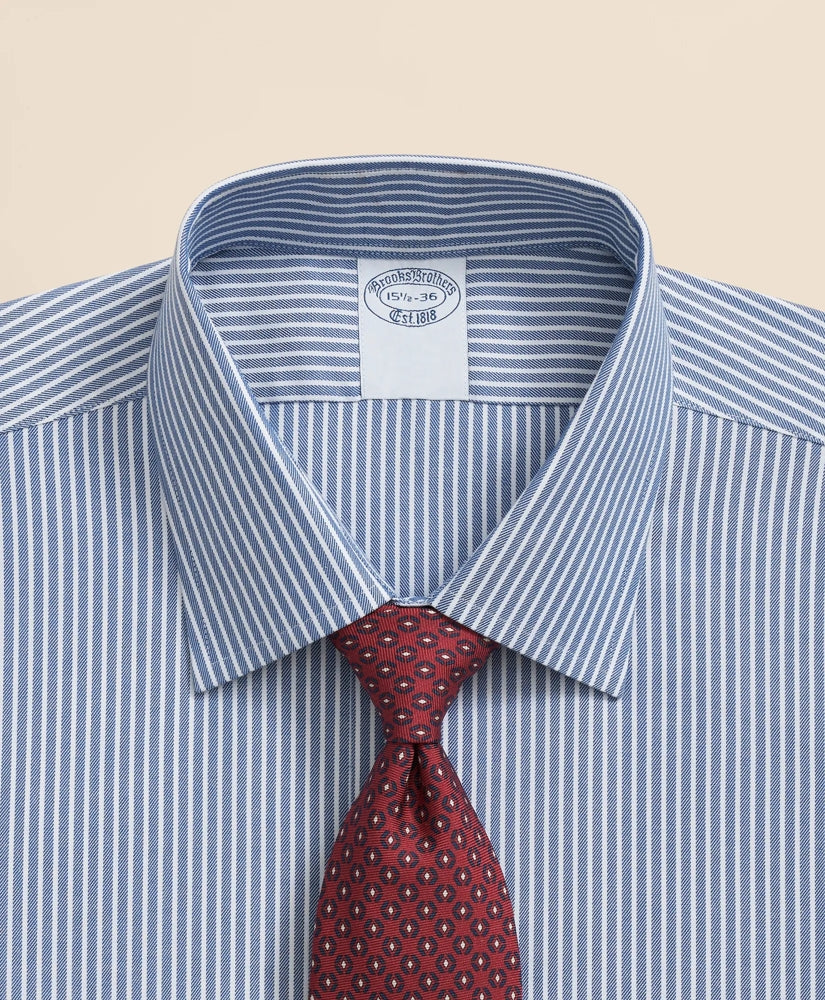 Brooks Brothers Explorer Collection Non-Iron Twill Ainley Collar Ground Stripe, Dress Shirt