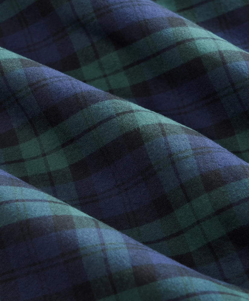 Brooks Brothers X Engineered Garments Cotton Flannel Round Pinhole Collar Oversized, Tartan Dress Shirt