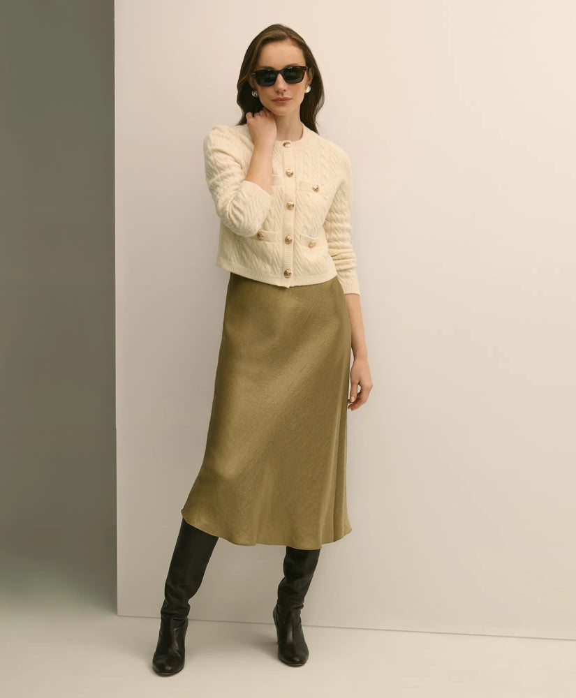 Merino Wool-Cashmere Blend Cable-Knit Cardigan
