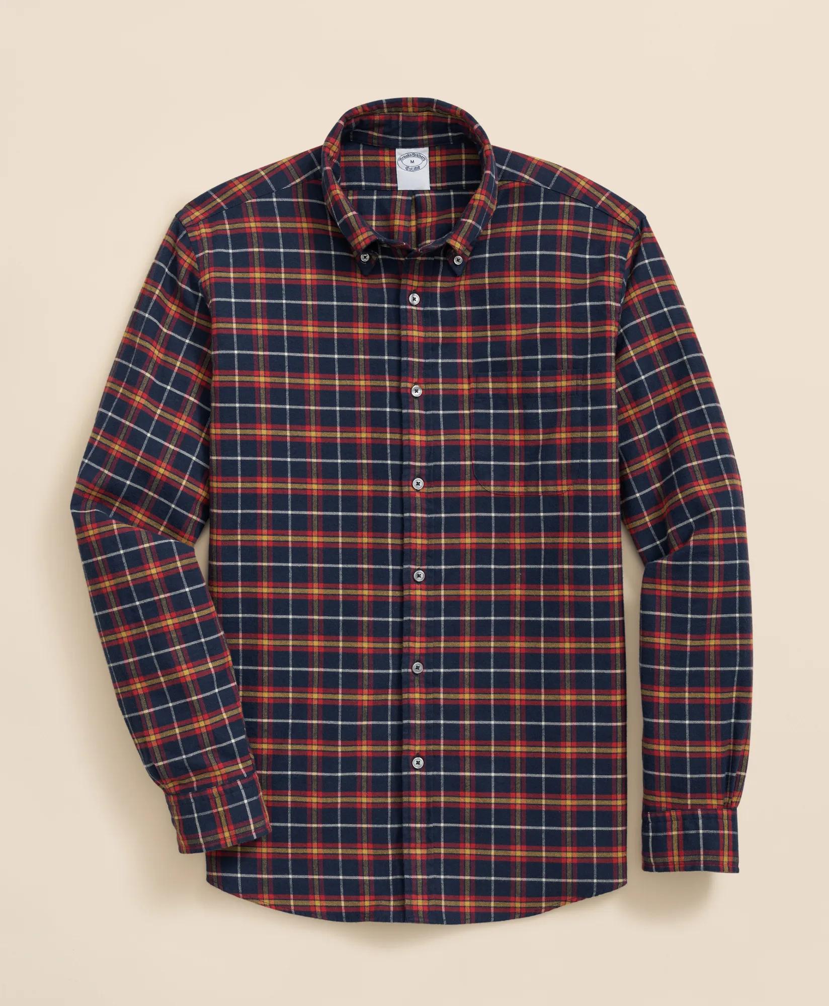 Portuguese Flannel Polo Button Down Collar, WIndowpane Shirt