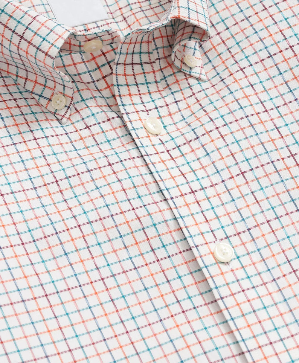 Stretch Supima® Cotton Non-Iron Twill Polo Button Down, Tattersall Sport Shirt