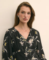 Viscose Fit & Flare Bird Print Dress