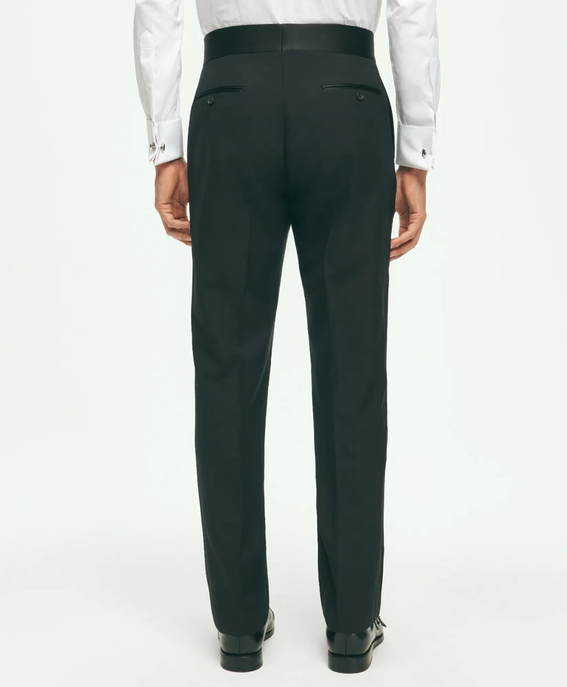 Black Fleece Tuxedo Pants in Wool-Silk